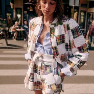 Sezane Multicolor Plaid Blazer
